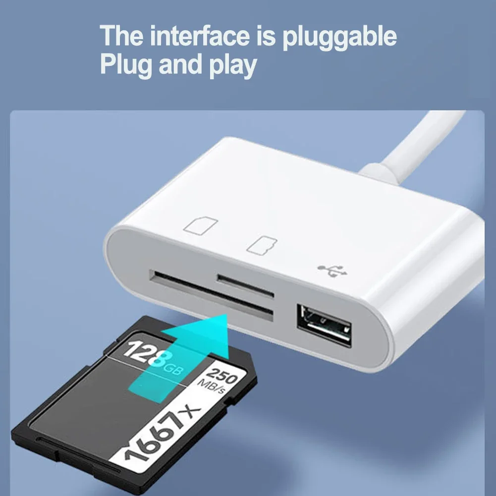 Lector de tarjetas multifuncional para cámara TF, tarjeta de memoria Sd, cabezal de conversión USB tipo C, Adaptador 3 en 1, dispositivos compatibles
