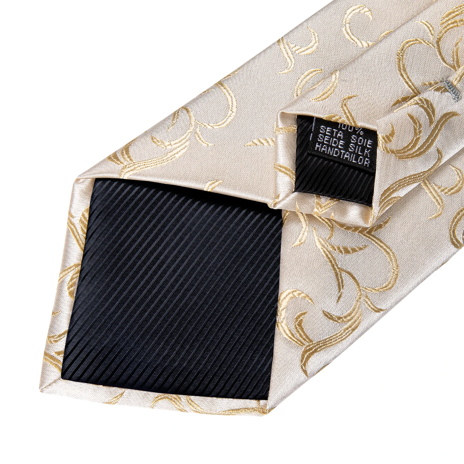 Beige dorado Floral hombres corbata pañuelo gemelos conjunto Jacquard corbata para hombre boda corbatas de negocios regalo Formal Casual