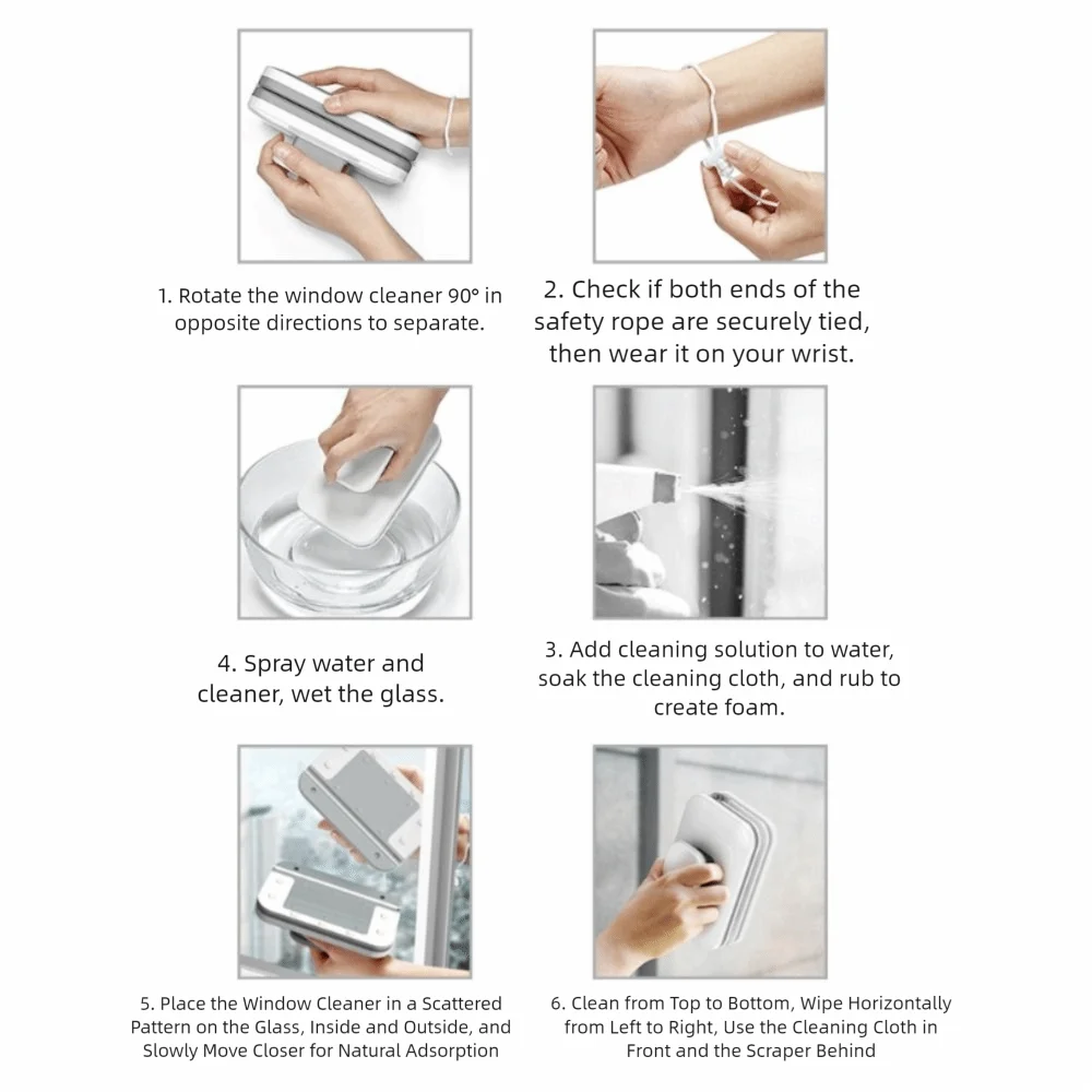

Прочный магнитный очиститель окон, съемная страховочная веревка, двусторонний очиститель окон, легко чистящийся скребок для стекла