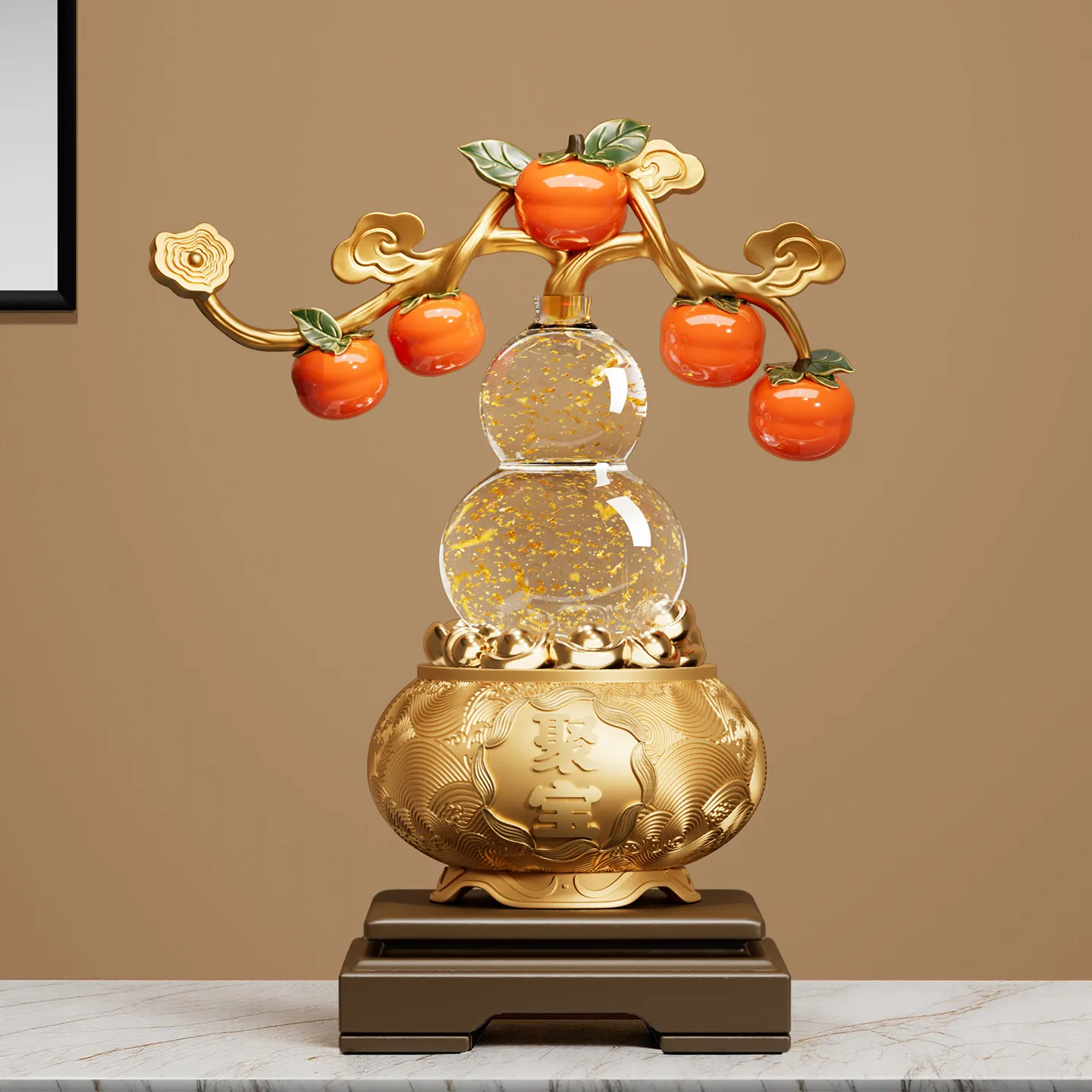 LMM persimmon Ruyi cornucopia transparent gourd ornament living room high-end entrance wine cabinet