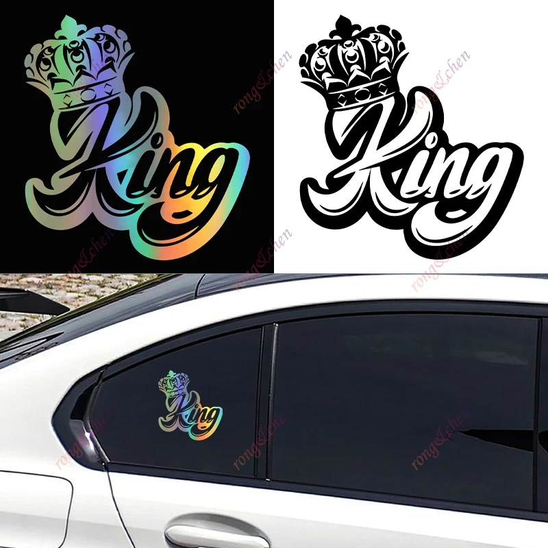 

Funny Car Sticker King with Crown Car Motorcycle Racing Helmet Laptop Trunk Body Car Window Surfboard Waterproof PVC Vinyl Decal