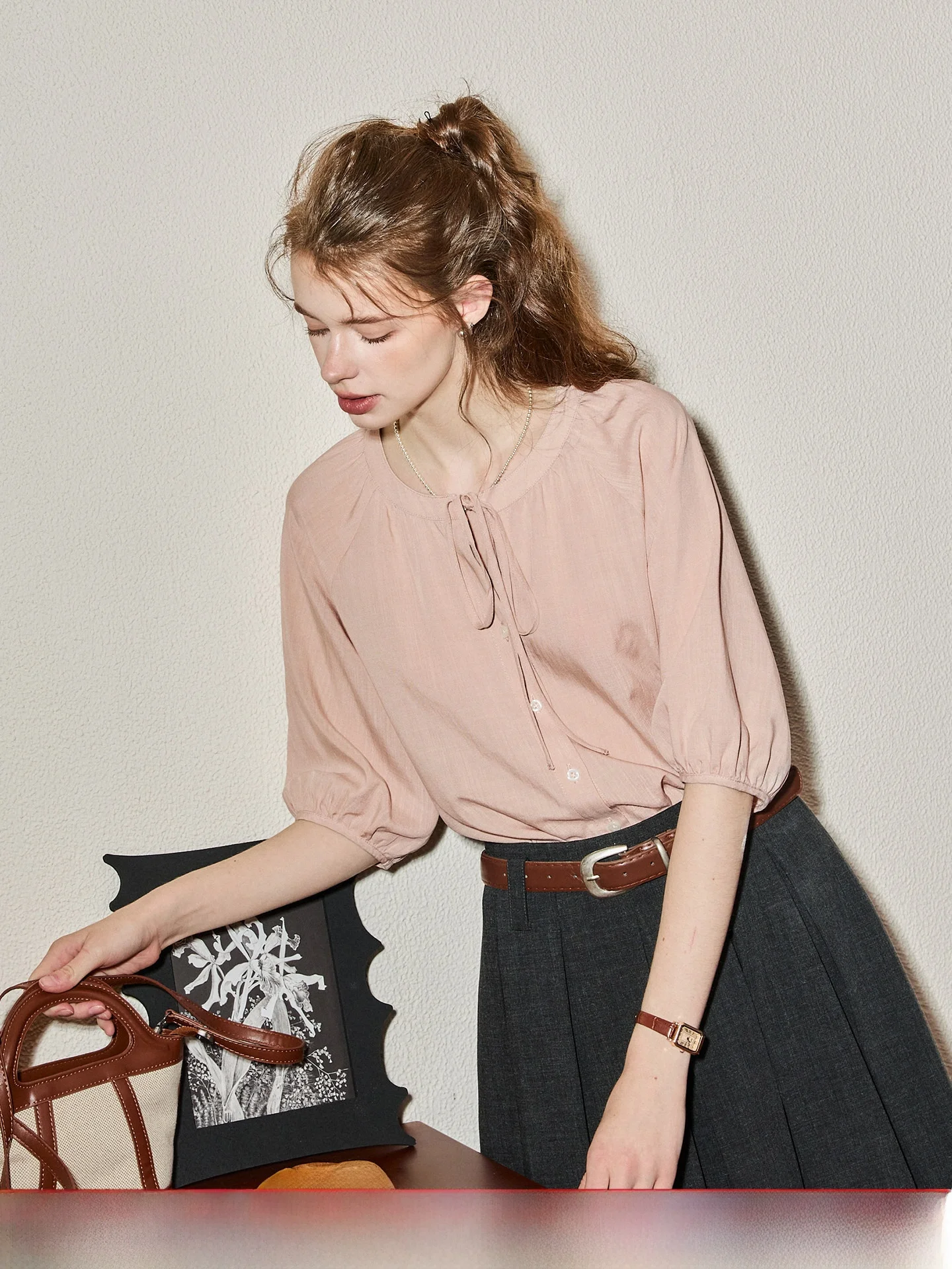KUHNMARVIN 100% Lyocell Women's Shirt Spring 2026 First Love Atmosphere Clothing Korean Style Loose Fit Button Detail