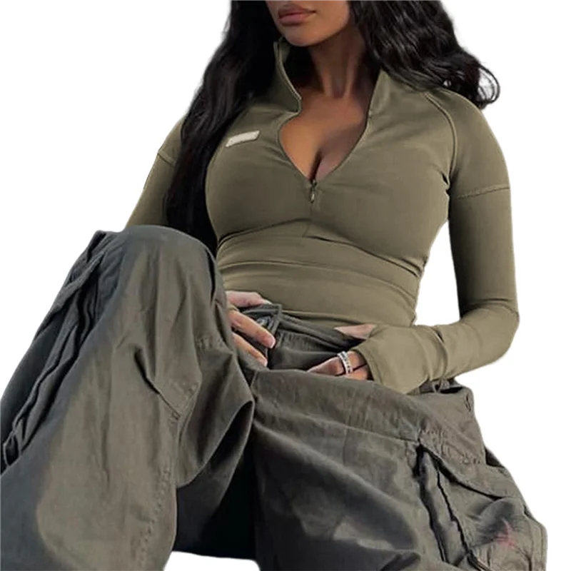 ABMW-سترات رياضية نسائية، سترات يوجا مع سحابات، قمصان رياضية قصيرة نحيفة