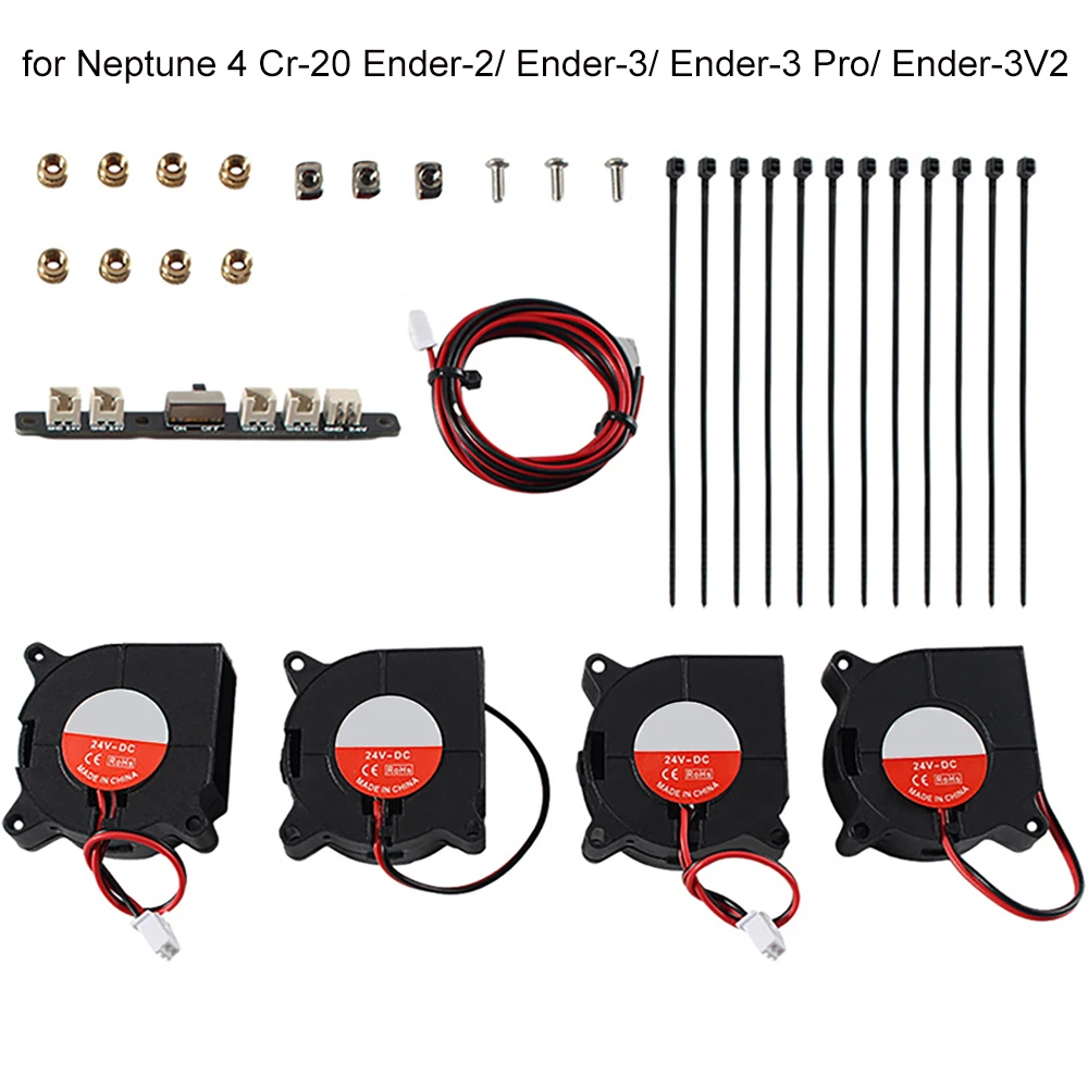 4020 24V Cooling Fan With Adapter Board Kits for Neptune 4 Cr-20 Ender-2/ Ender-3/ Ender-3 Pro/ Ender-3V2 Fan 3D Printer Parts