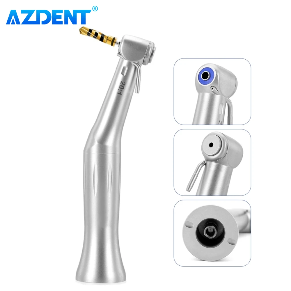 AZDENT Dental 20:1 Implant Handpiece Contra Angle Reduction Push Button Chuck Extemal Irrigation Spray Handpiece Dentistry Tool