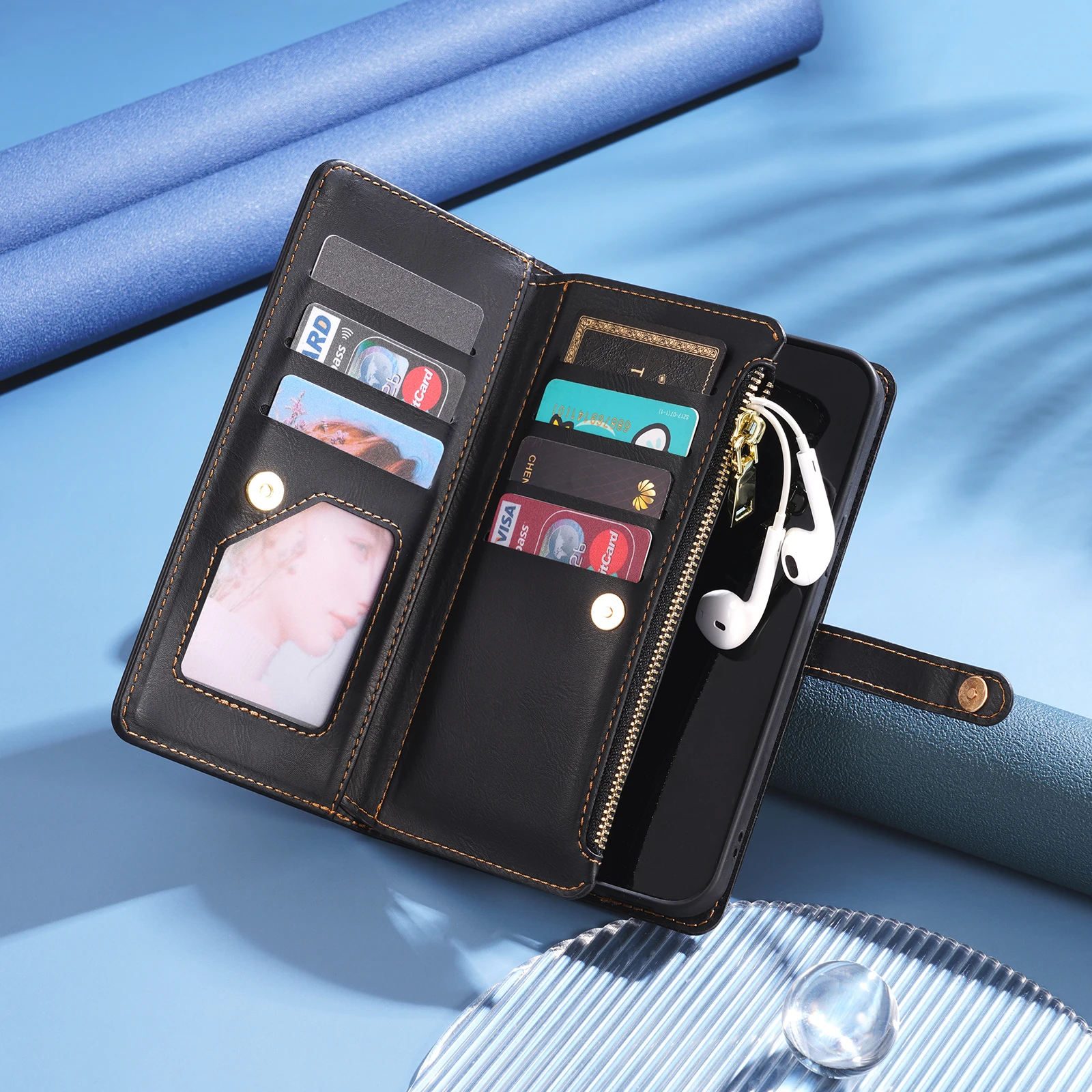Flower Pattern Leather Flip Case For Samsung Galaxy S25 S24 S23 Ultra Plus Wallet Card Slot Holder Mobile Phone Cover With Rope image 4