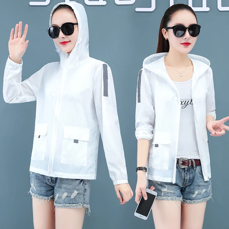 New Fashionable Loose Casual Versatile Ice Silk Sunscreen Clothing For Women In Summer Thin Outdoor Uv Resistant Hooded Coat