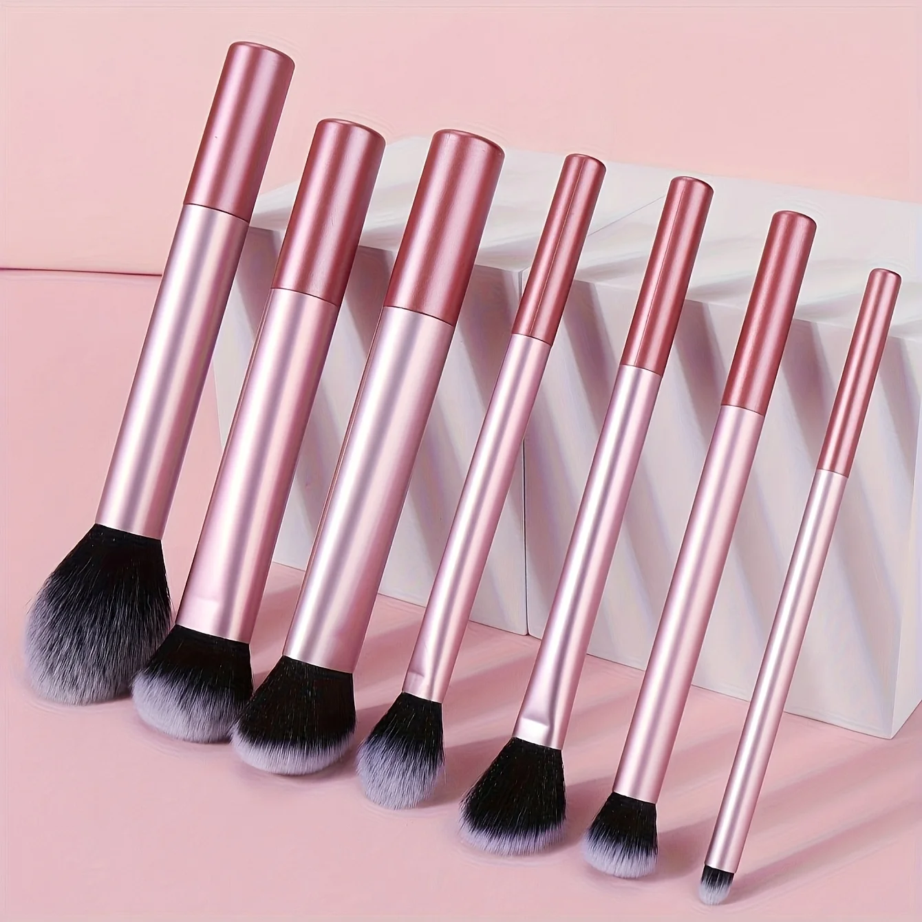 7Pcs Makeup Brush Set 2 Colors Optional Pink Purple Soft Synthetic Hair Foundation Blush Eyeshadow Cosmetic Brushes Kit