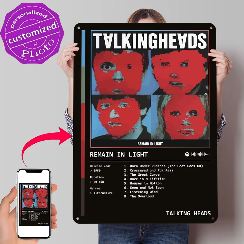 Remain in Light (1980) Album By Talking Heads Personalized 3D Textured Metal Poster Wall Art Tinplate Sign for Office Decoration