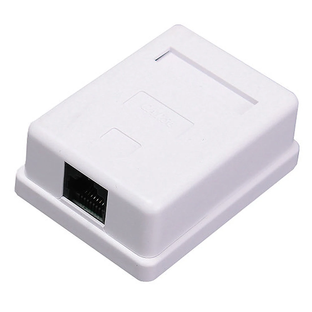 RJ45 Information Module Ethernet Extension Cable Box Network Connector Unshielded White Single Port Desktop Junction