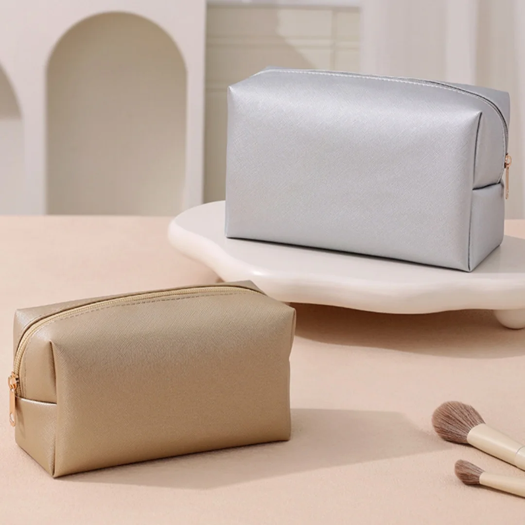 

1pcs Solid Color PU Leather Portable Toiletry Bags Waterproof Travel Make Up Bags for Women Small Large Cosmetic Organizer Pouch