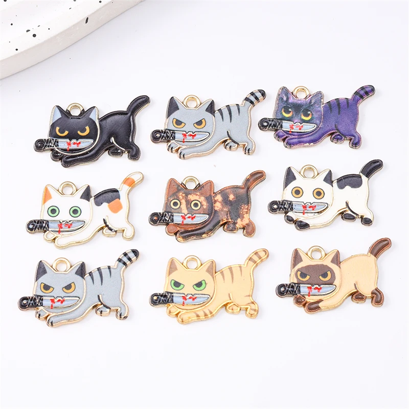 Duarte 20 Stück/Set Cartoon Emaille Tier Katze Hase Anhänger für Schmuckherstellung Ohrringe Halsketten DIY Bastelzubehör – Detail 6
