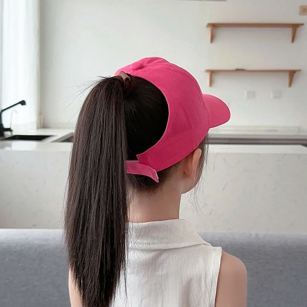 Gorra de béisbol con cola de caballo alta para niño y niña, gorro con lazo bordado, protector solar, novedad de 2024