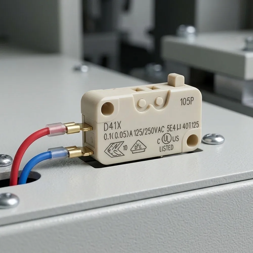 Snap Action Limit Switch D41X, 0.1A 250V Normally Open/Closed Control Switch With Metal Lever, Compact Plastic Housing For Indus