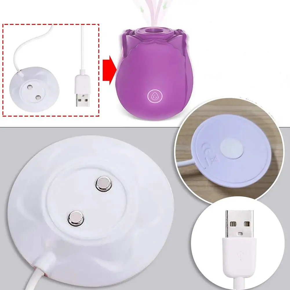 Adaptador magnético de pie, carga rápida USB para masaje de rosas, Cable de cargador de juguete, Base de repuesto, estación de acoplamiento
