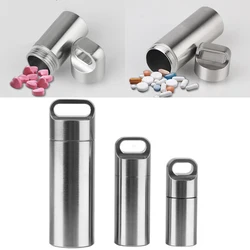 Stainless Steel Pendants Keychain Pill Case Portable Waterproof Camping Firstaid Pendant Mini Medicine Boxes Pill Storage Box