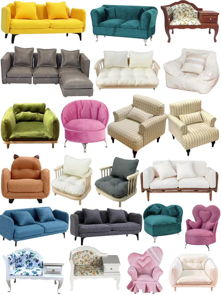 Miniature Furniture Lazy Couch Bean Bag Dollhouse Model Mini Scene Miniature Furniture Armchair Sofa Footstool Doll Decor Toy