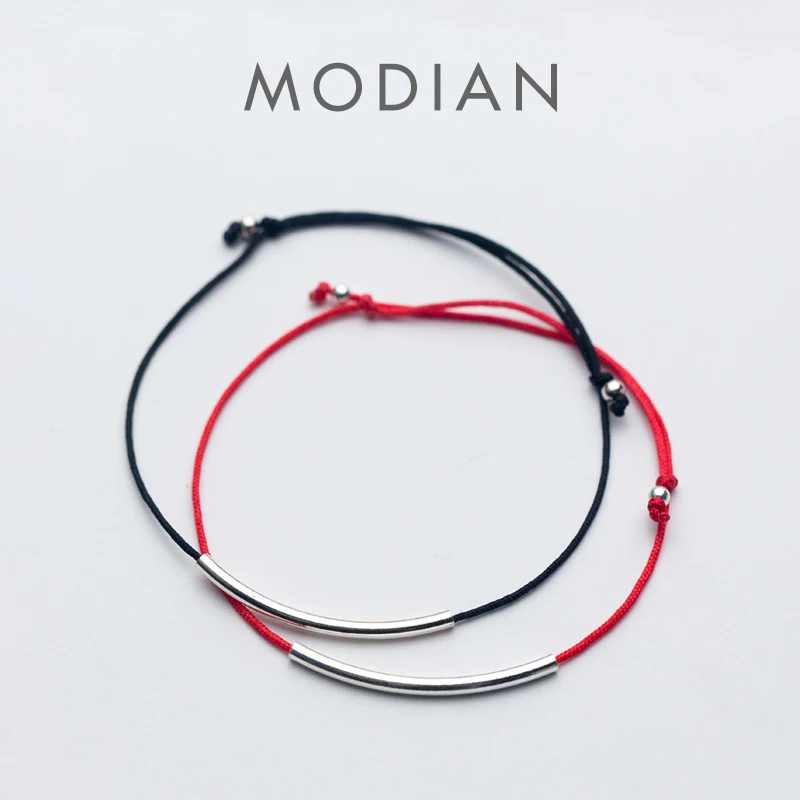 Modian Simple 2 Color Rope Anklet for Women Genuine 925 Sterling Silver Bracelet Foot Ankle Ethnic Style Fashion Fine Jewelry