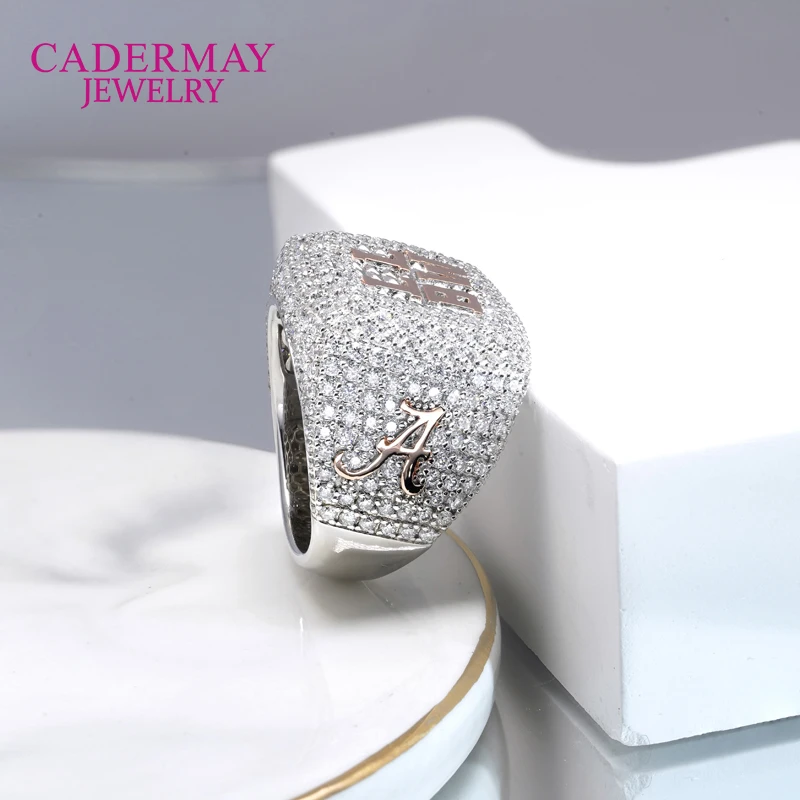 Hiphop Jewelry Custom Made Moissanite Pinky Ring 925Silver Iced Out Square Championship Rings D VVS Moissanite Memorial Ring Men