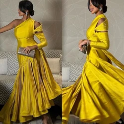 Customized Fashion One-shoulder Sheath Celebrity Sequin Fold  S Occasion Evening Gown vestidos de graduación فساتين السهرة