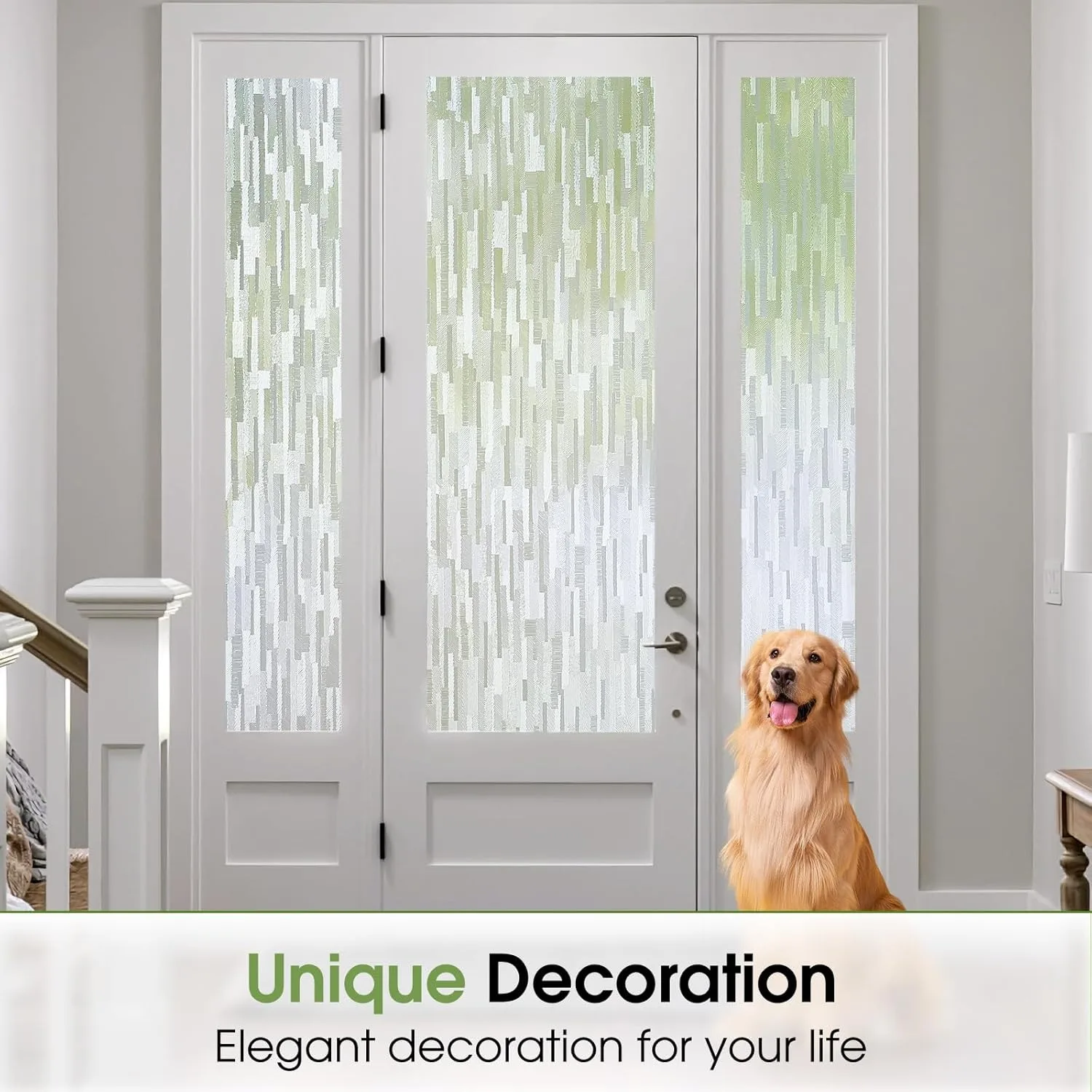 Frosted Mosaic Privacy Window Film, Non Adhesive Glass Sticker, UV Block Heat Removable Window Tint for Home Bathroom Bedroom