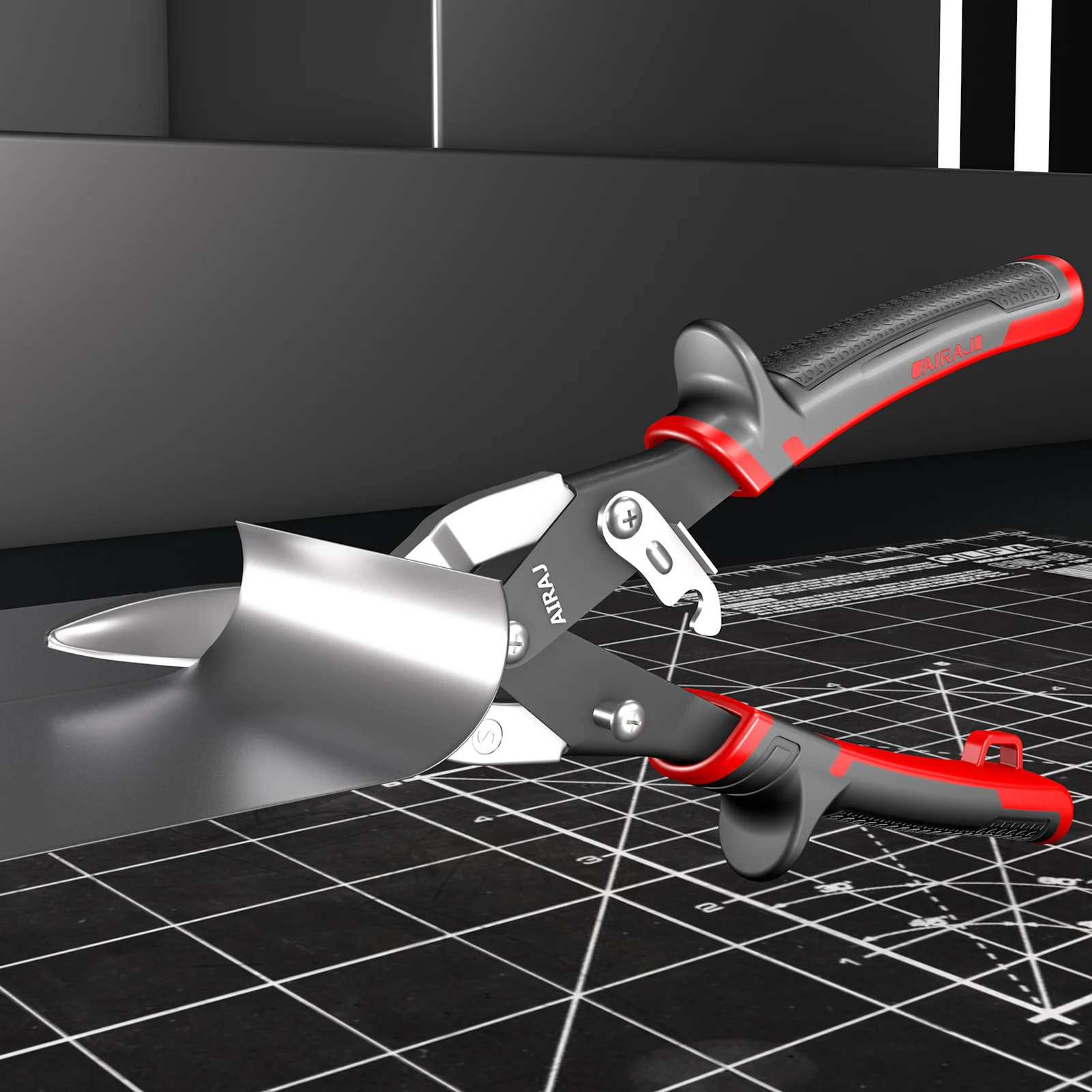 Forbici in lamiera di ferro AIRAJ, piastra con fibbia in alluminio aeronautico di grado industriale, forbici grandi leggere in acciaio inossidabile