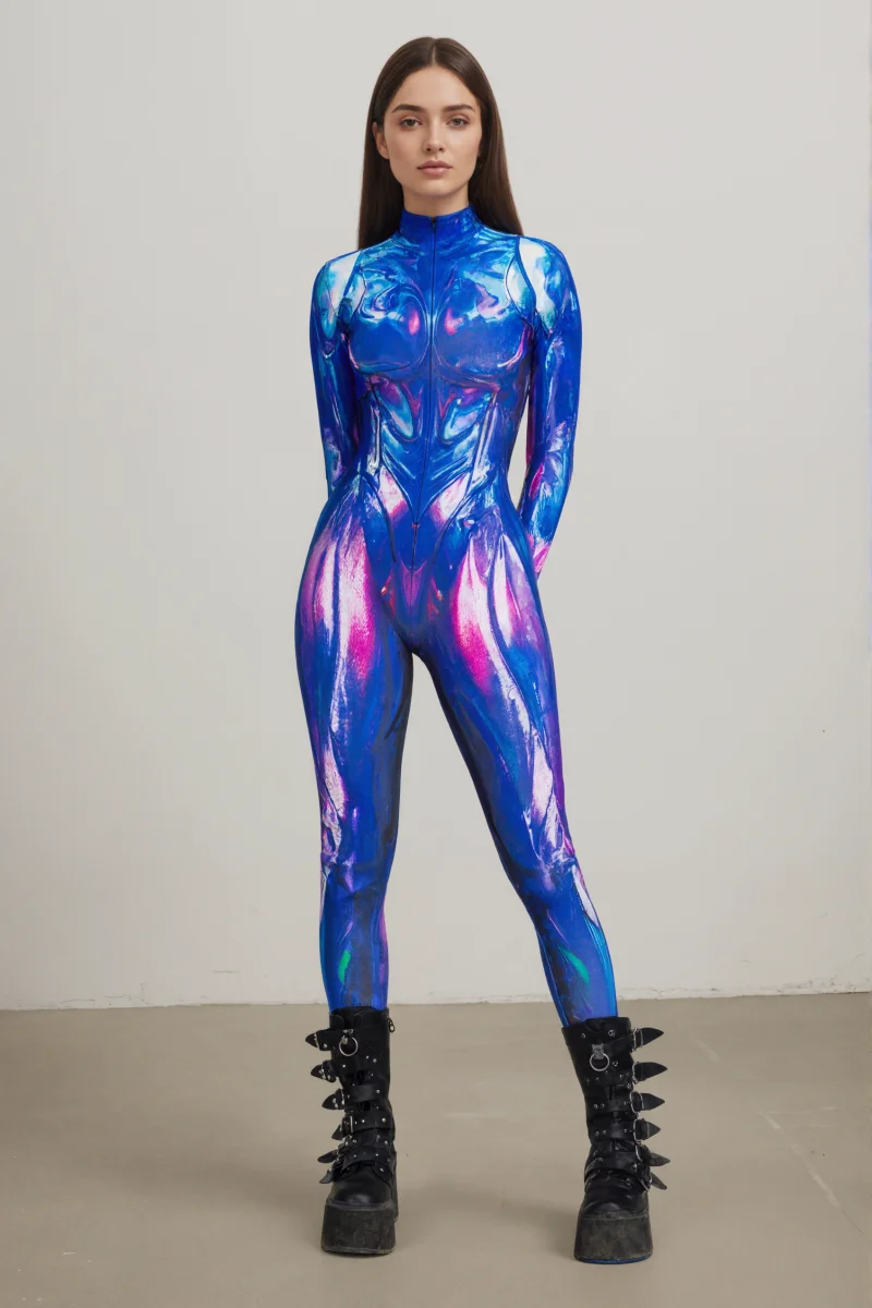Mehrfarbiger mechanischer Roboter-Jumpsuit, Halloween-Cosplay-Bodysuit, Kostüm für Partys, Bühnenauftritte, Catsuit, Aerial-Yoga-Anzug, Zentai – Detail 12