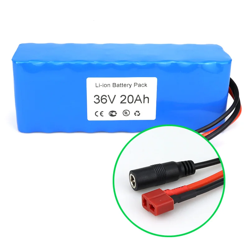 

Li-ion Battery 20Ah 10S3P battery pack, T-Plug+DC55 connector 36V E-Bike Battery pack