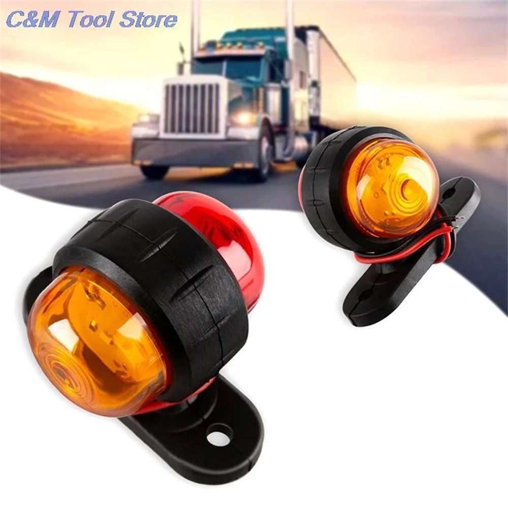 2PCS Truck Side Marker Lights Outline Lamp 12V 24V Side Light Red Amber Signal Indicator Light Trailer Van Bus Caravan Boat