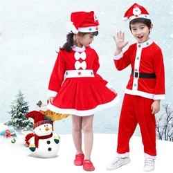 Christmas Children Costume Boys Girls Cosplay Santa Claus Stage Costume Long Sleeve Holiday Party Fashion Cute Dress Clothing