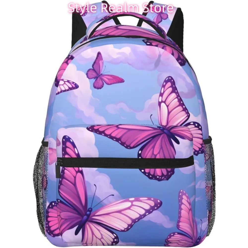 

Purple Butterfly Lightweight Laptop Backpack Lightweight Multipurpose Travel Casual Daypack Unisex College Backapcks for Men Wom