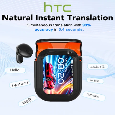 Tradutor htc ne20 novo bluetooth 6.0 fones de ouvido sem fio tradução ipx4 classificação à prova dwaterproof água longa vida útil da bateria
