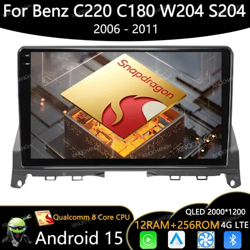 Android 15 Radio del coche para Mercedes Benz Clase C 3 C220 C180 W204 S204 2006 - 2011 QLED Qualcomm GPS reproductor de vídeo Multimedia 2DIN