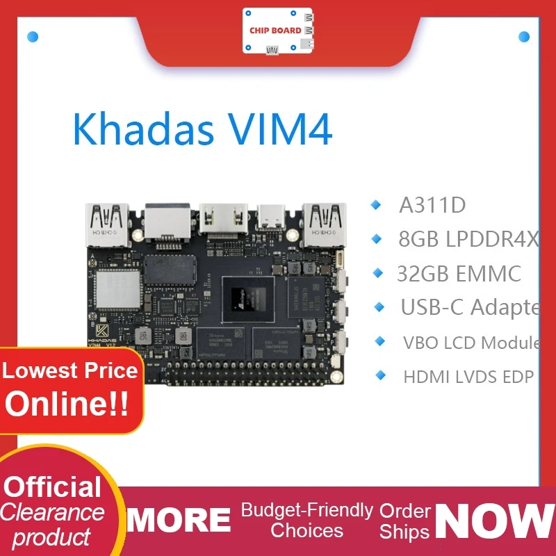Khadas VIM4 SBC features Amlogic A311D2 SoC, Mali G52 MP8(8EE) GPU, 8GB RAM & 32GB storage.