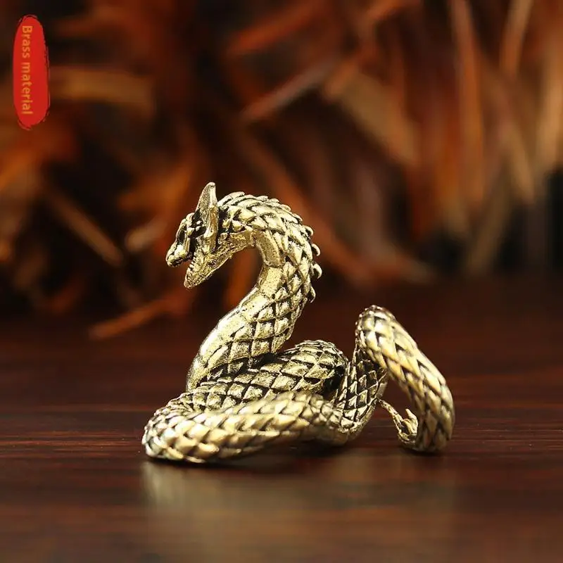 3D Dragon Statue Ornament Moveable Body Joints Antique Brass Lucky Dragon Desktop Office Ornament Crafts Home Decoration Gifts