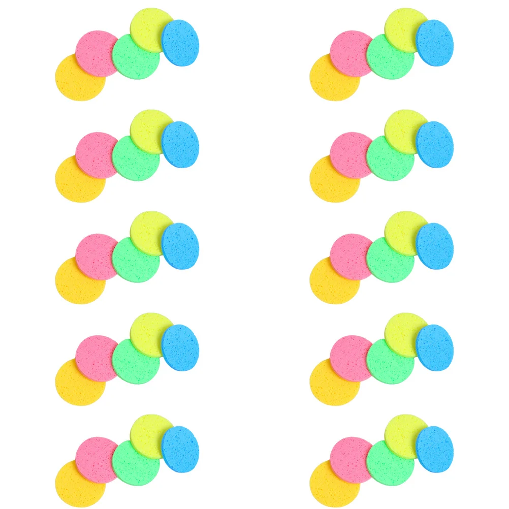 

50pcs Round Sponge Cotton Pads 60mm 8mm Multicolor for Facial Cleansing Makeup Removing Soft Wood Pulp Material Anti Molding