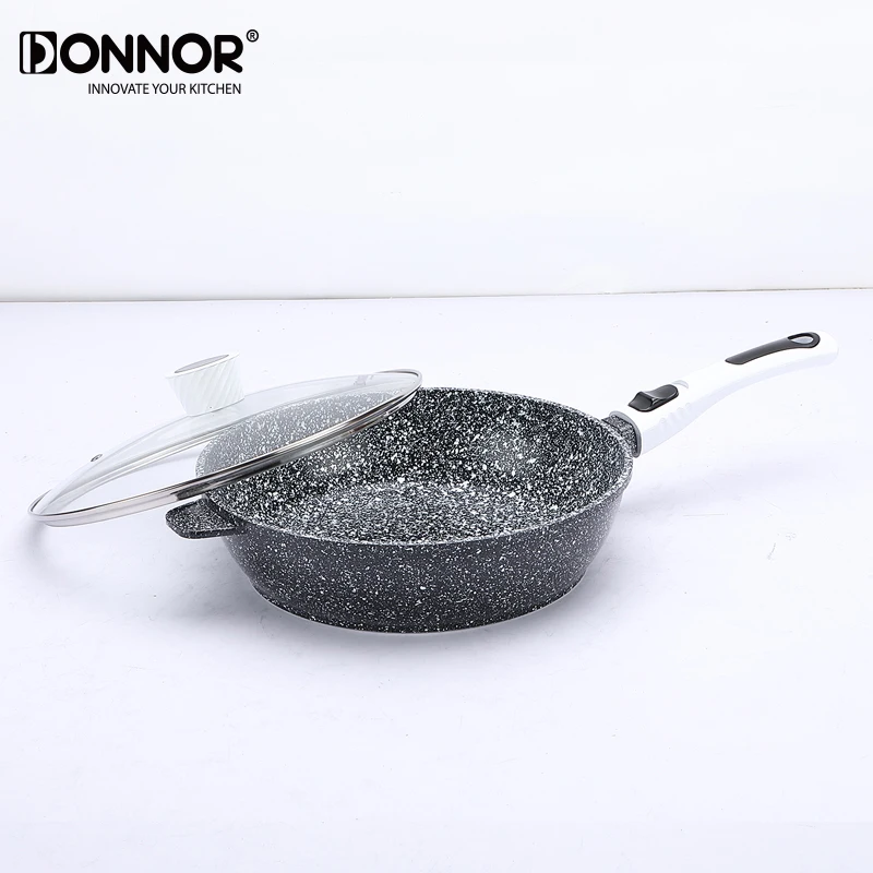 

DONNOR 28 см керамическая сковорода со снежинками и крышкой, съемная ручка, сковорода с антипригарным покрытием, индукционная газовая плита для блинов, яиц, дома