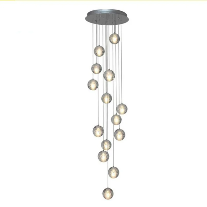 Imagem -05 - Modern Led Large Staircase Crystal Pendant Light Luminárias Pendurado Lustre Long Loft Luzes Pingente de Bolas de Vidro