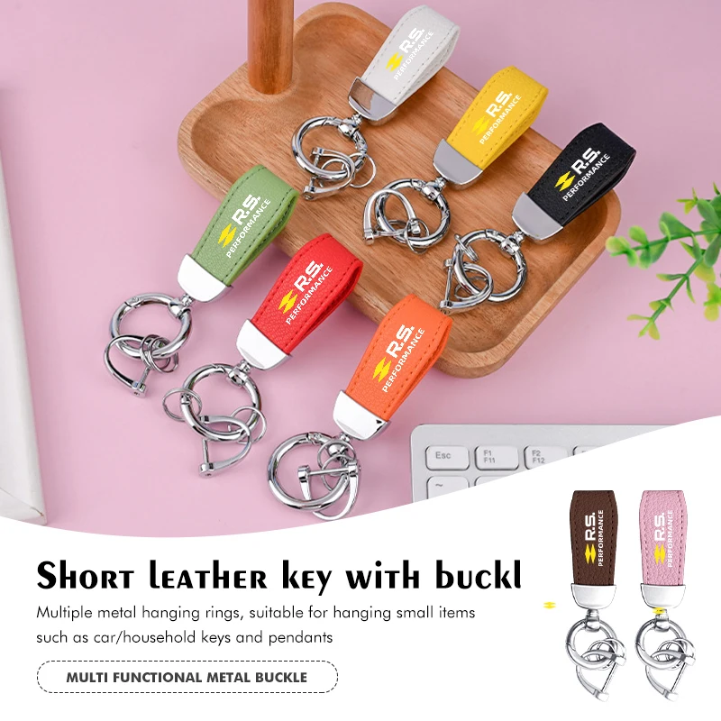 Car Keychain Leather Key Chain Pure Color Buckle Cars Key Ring For Renault Arkana Captur Twingo Talisman RS Line Logan Duster