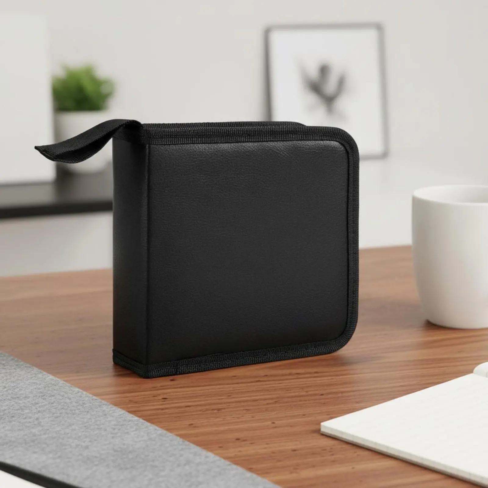 Portable CD Storage Book Fastener Closure PU Leather Disc Wallet 40 Disc CD Case for Car, Travel