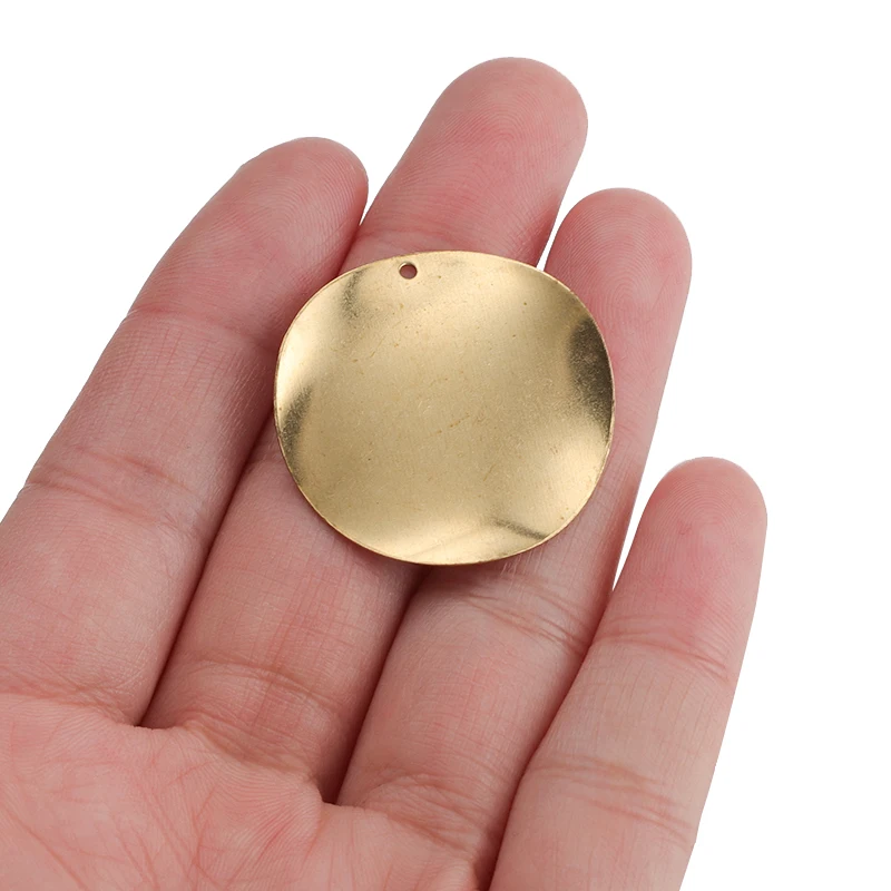 10Pcs/Lot Raw Brass Curved Tags Round Disc 30mm Circle Charms Pendant Findings For Diy Handmade Jewelry Earrings Necklace Making