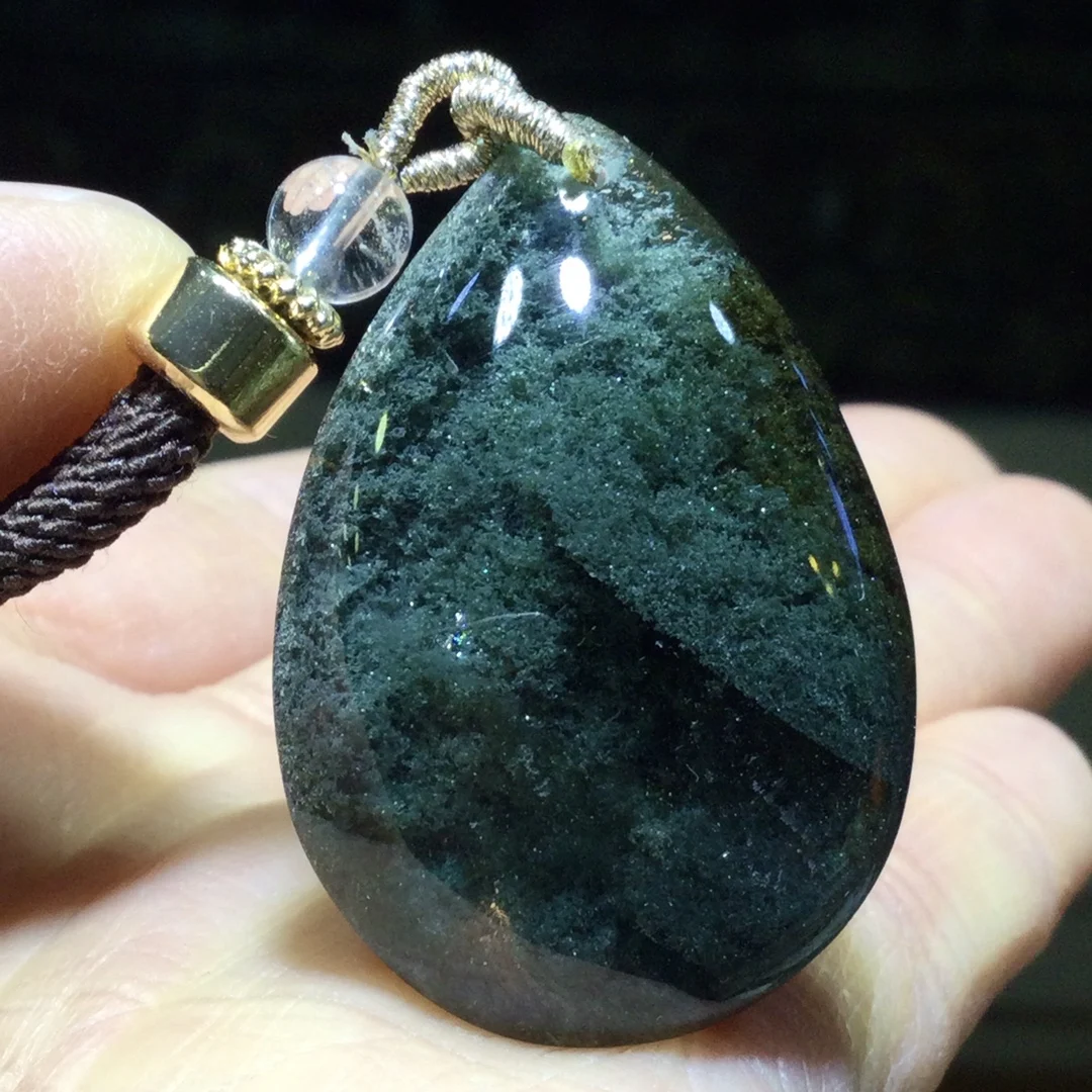 

Natural Green Phantom Quartz Pendant Jewelry Women Men 37*25.5*14mm Necklace Water Drop Phantom Rare Garden AAAAAA