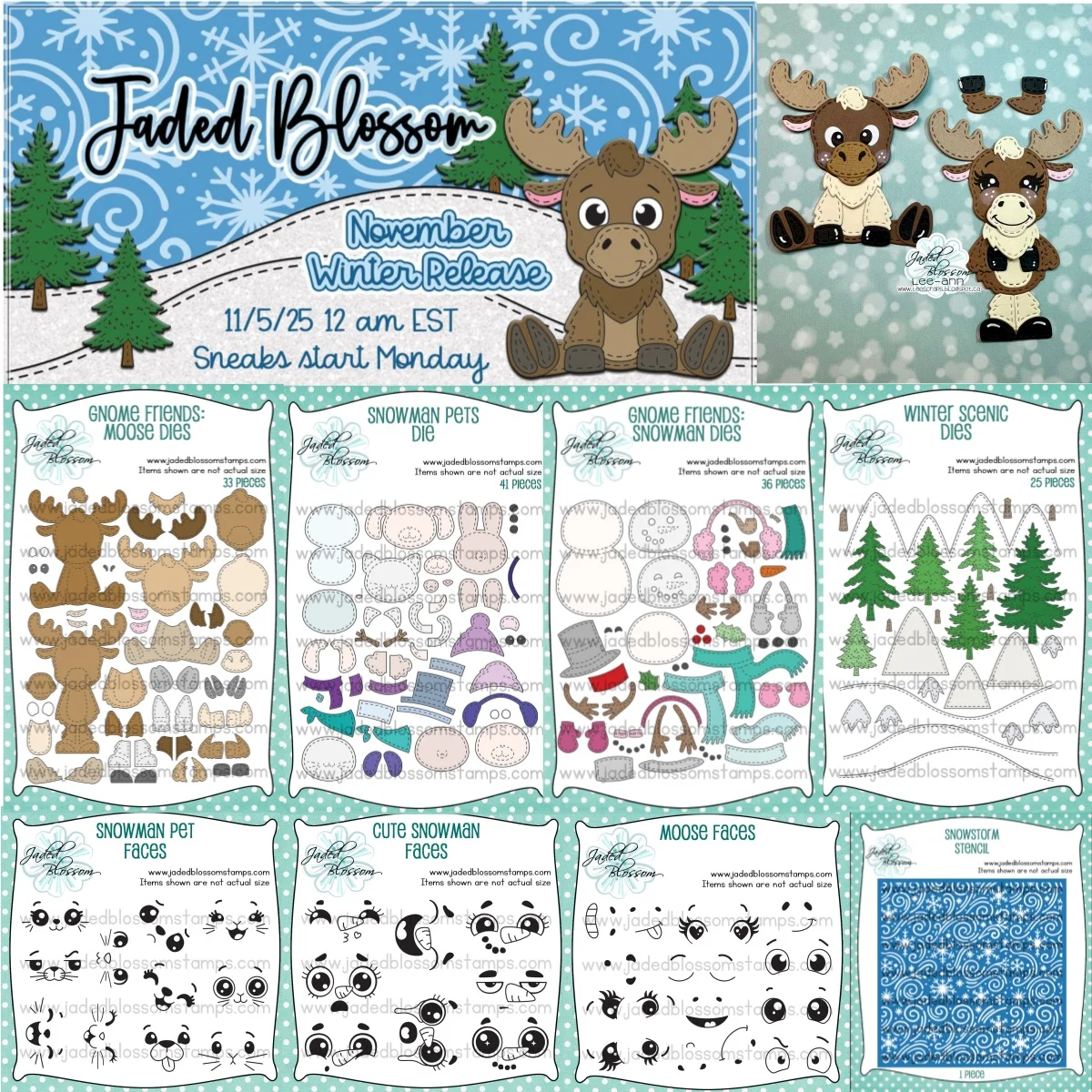 Металлические вырубки для открыток "Снеговик и гномы", штампы и трафарты для DIY