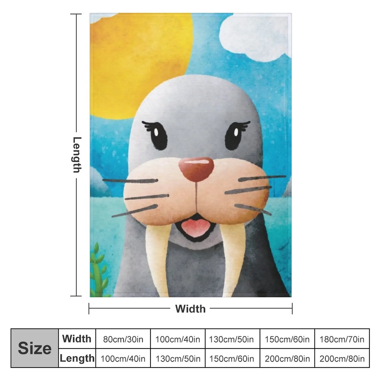 Barbara Walrus - Not 20/20, but close - Nursery Art Throw Blanket fluffy blanket Comforter Blanket sofa bed Blanket Fluffy