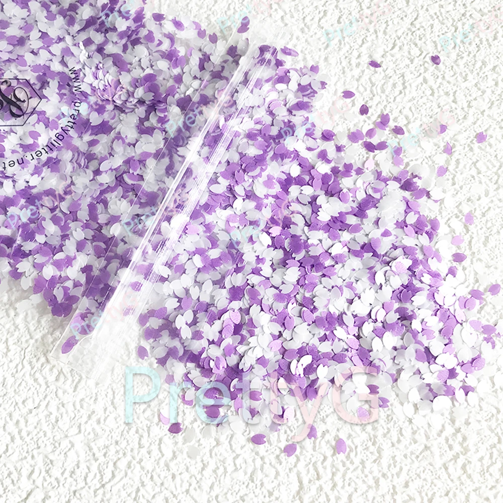 PrettyG 1박스 3D 믹스 벚꽃 꽃잎 네일 스팽글 벚꽃 글리터 플레이크 DIY 네일 아트 장식 액세서리