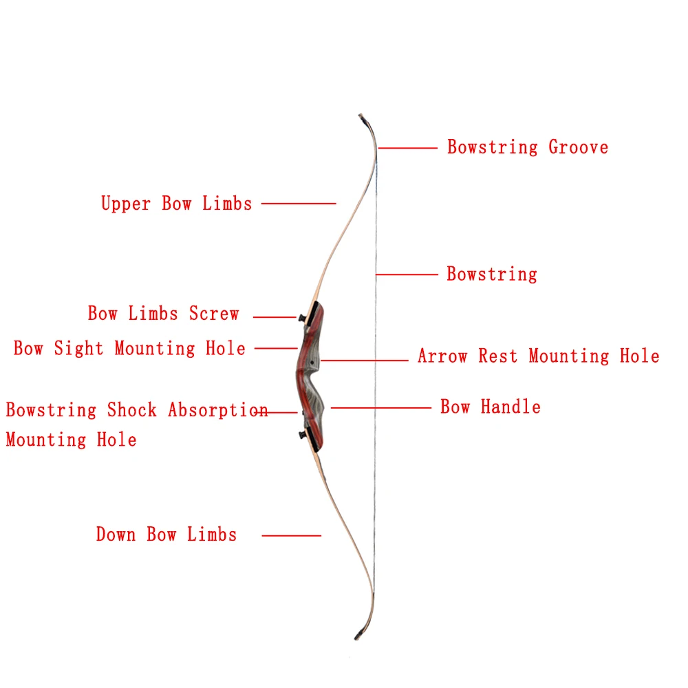 Archery 30/35/40/45/50 Pounds Split Recurve Bow Wooden Bow Limbs Longbow Takedown for Hunting  Shooting Equipment Accessory