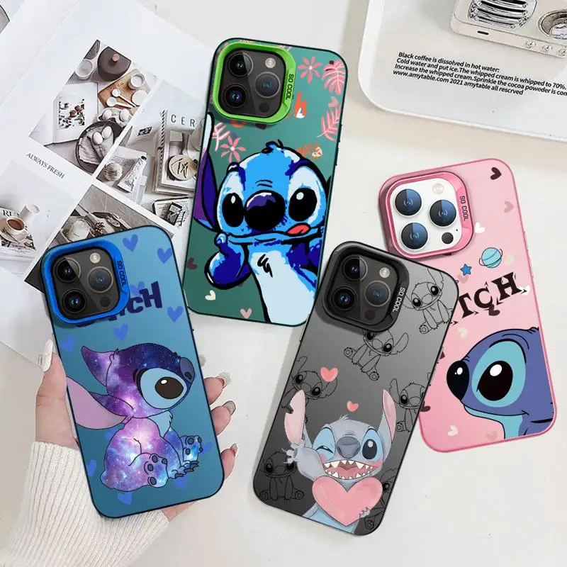 Case For Apple iPhone 15 11 13 14 Pro Max 12 15 Plus 11Pro High-Level Matte Phone Cover Disney Stitch Cute