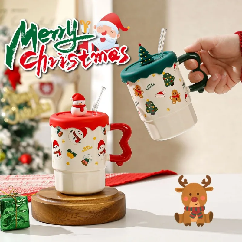 

Cute Christmas Gift Mug Lid Spoon High Value Santa Claus Ceramic Cup Souvenir tazas de cafe bonitas kitchenware taza para cafe