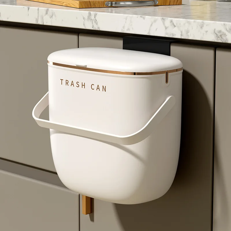 

Wall Mounted Kitchen Bin Flip-Type High-Capacity Hanging Trash Can With Lid Dustbin Kitchen Recycling Garbage Basket Waste Bins