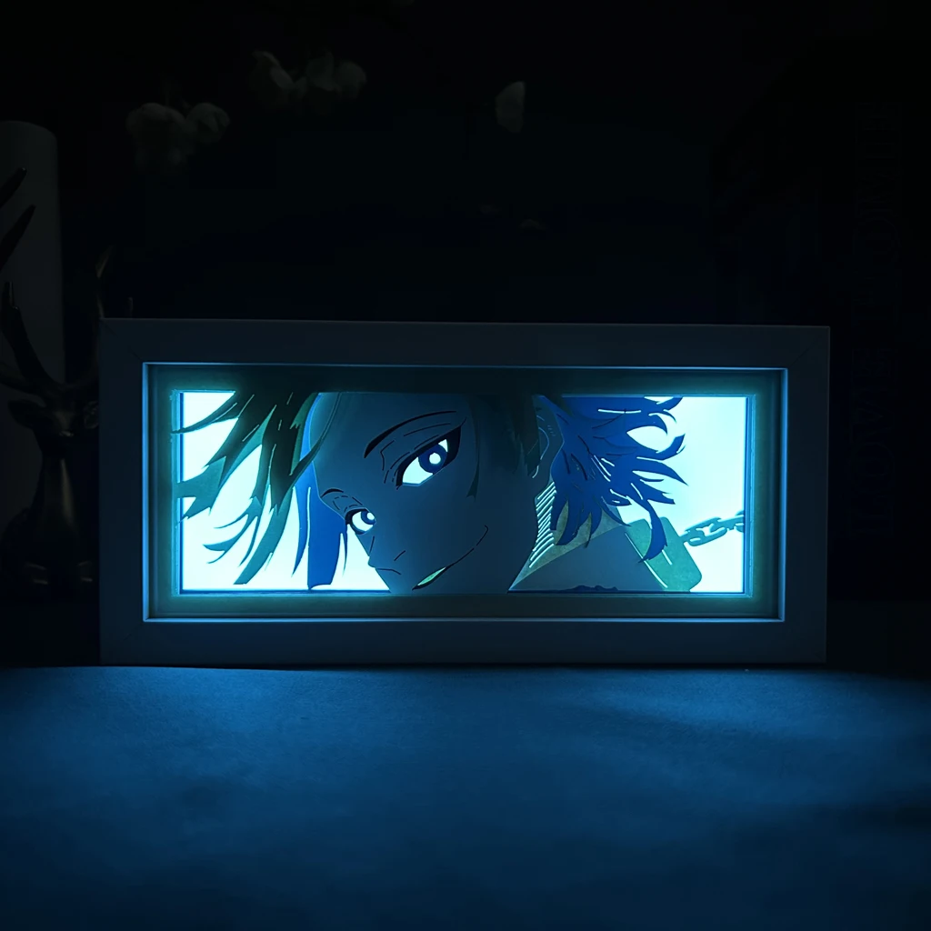 Paper Cut Anime Light Box Blue Lock Michael Kaiser for Bedroom Decoration Manga Shadow Box Desk Table Lamp Anime Night Light